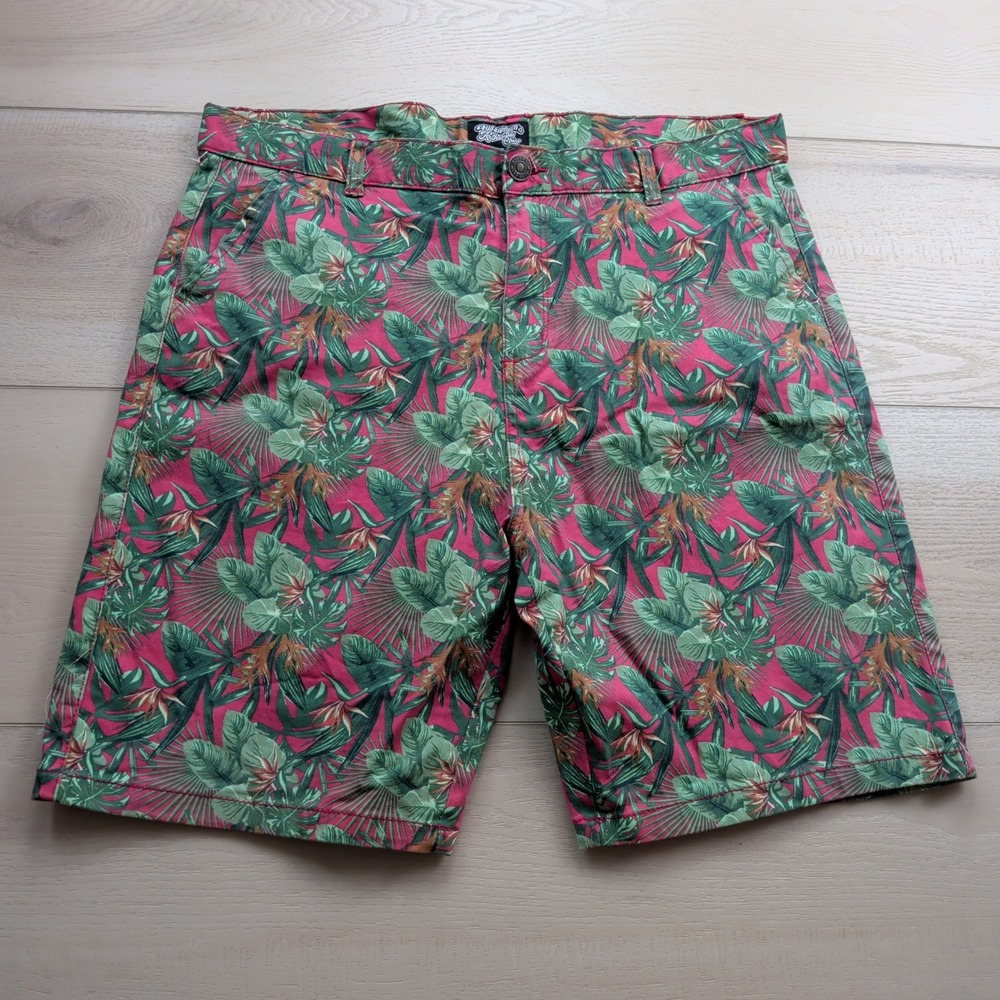 AussieBum‎ Boardwalk Chino Airlie Shorts Mens XL Green Leaf Print Red